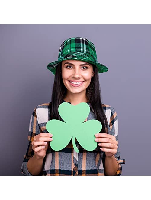 lycycse St Patricks Day Hat Leprechaun Costume Cap Irish Green Top Hat St Patrick Accessories Plaid Fedora hats