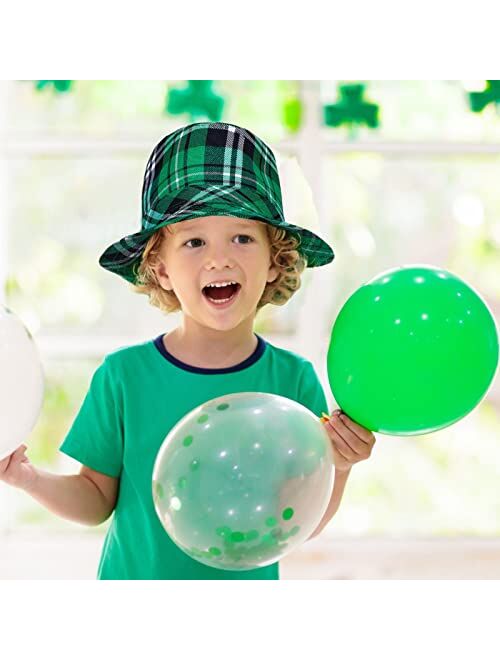 lycycse St Patricks Day Hat Leprechaun Costume Cap Irish Green Top Hat St Patrick Accessories Plaid Fedora hats