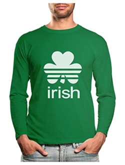 Tstars Irish Shamrock St Patricks Day Shirt Men Pocket Size Clover Long Sleeve T-Shirt