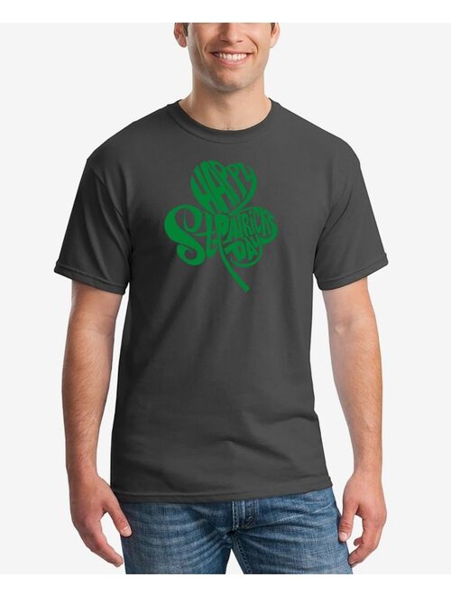 LA POP ART Men's St. Patrick's Day Shamrock Word Art Graphic T-shirt