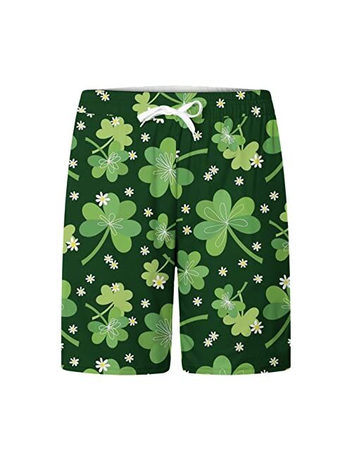 Dgoopd Men's Happy St. Patrick's Day T-Shirt Short Set Funny Clover Print Shirt and Short Pants Set Casual Workout Sets 2 Piece Suit