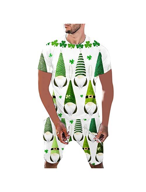 Dgoopd Sport Suit for Men Clover Irish St Patrick's Day T-Shirt and Shorts Two-Piece Set Short Sleeve Muscle Shirts Short Pants Set