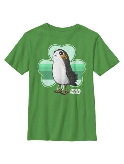 DISNEY LUCASFILM Boy's Star Wars St. Patrick's Day Porg and a Shamrock Child T-Shirt