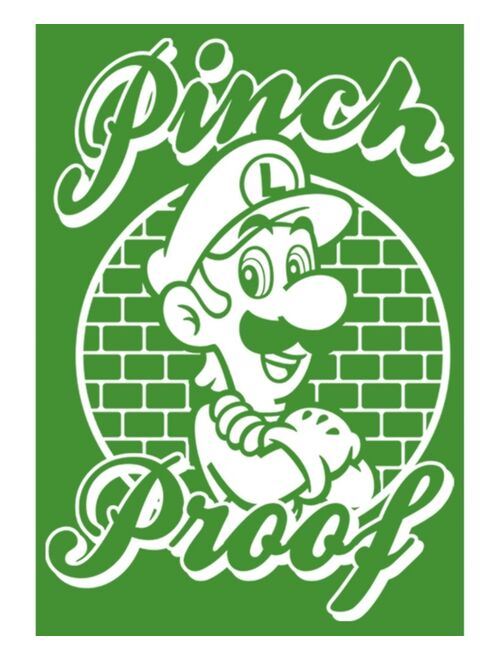 NINTENDO Boy's Super Mario St. Patrick's Day Pinch Proof Luigi Retro Child T-Shirt