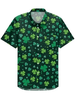 Arvilhill St Patrick's Day Men's Short Sleeves Button Down Shirt