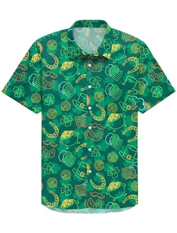 Arvilhill St Patrick's Day Men's Short Sleeves Button Down Shirt