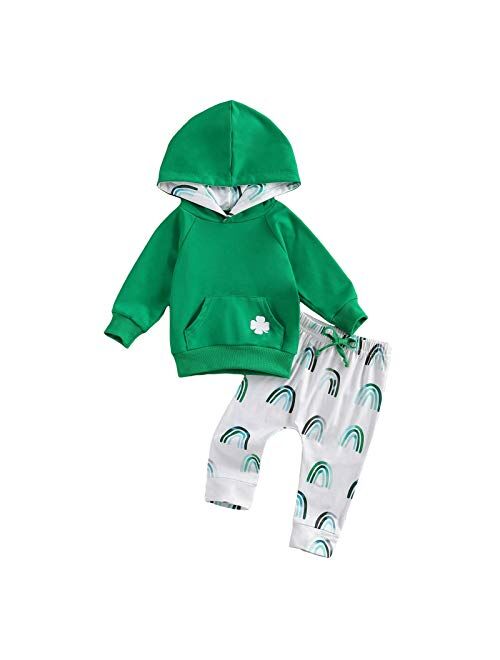 Goocheer St. Patrick's Day Baby Boy Girl Outfit Long Sleeves Hoodie Top Pants Baby Boys Girls St Patrick's Day Clothes