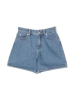 Kids tiger-embroidered denim shorts