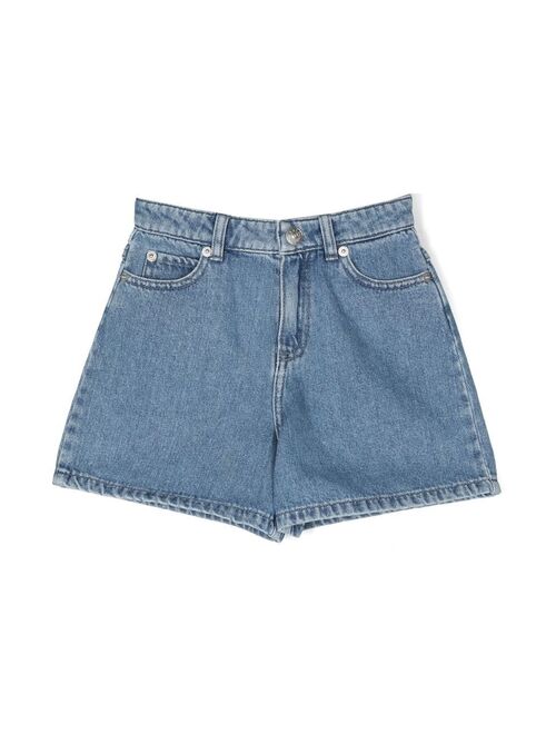 Kenzo Kids tiger-embroidered denim shorts