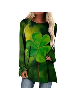 ZEFOTIM St Patricks Day Shirt Women Long Sleeve Lucky Funny Tshirts Irish Shamrock Graphic Tees Blouse