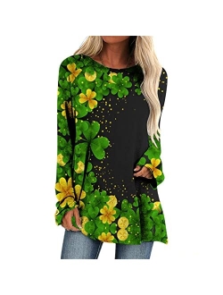 ZEFOTIM St Patricks Day Shirt Women Long Sleeve Lucky Funny Tshirts Irish Shamrock Graphic Tees Blouse