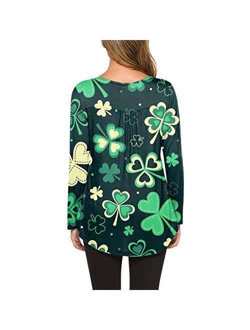 ZEFOTIM St Patricks Day Shirt Women Long Sleeve Lucky Funny Tshirts Irish Shamrock Graphic Tees Blouse