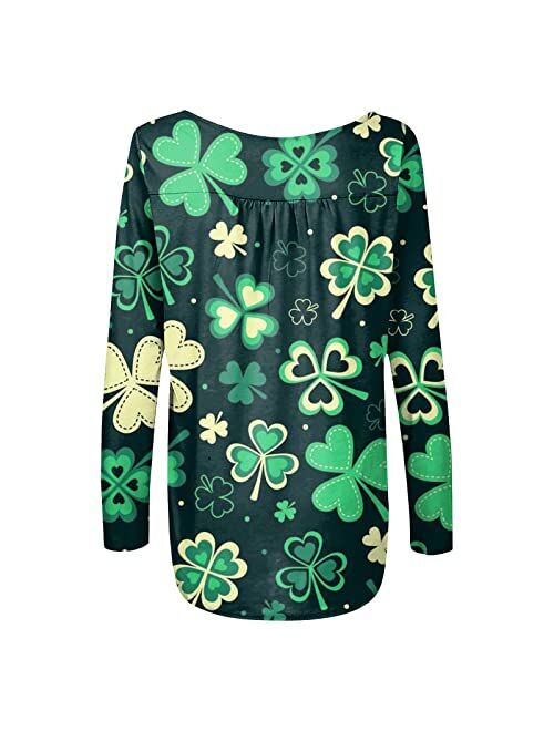 ZEFOTIM St Patricks Day Shirt Women Long Sleeve Lucky Funny Tshirts Irish Shamrock Graphic Tees Blouse