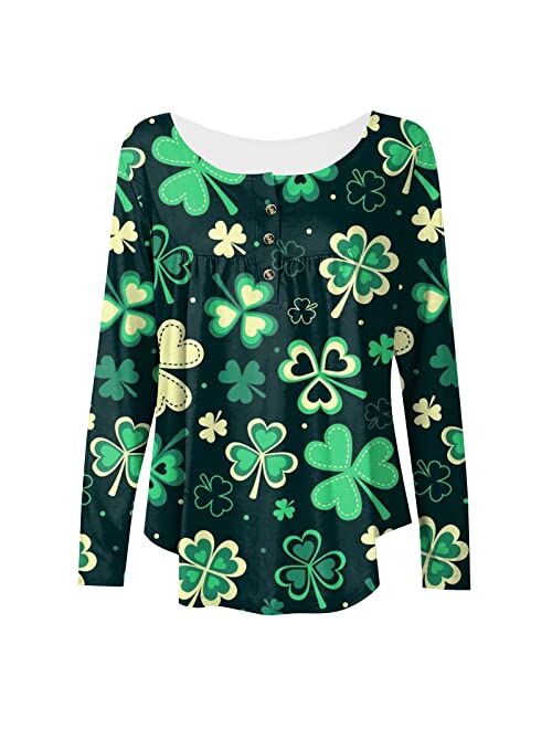 ZEFOTIM St Patricks Day Shirt Women Long Sleeve Lucky Funny Tshirts Irish Shamrock Graphic Tees Blouse