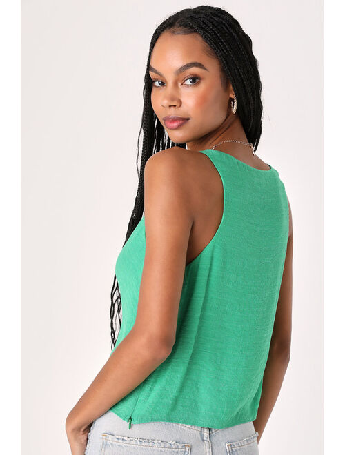 Lulus Breezy Perfection Green Cowl Neck Tank Top