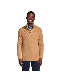 lands end Men's Lands' End Button Mockneck Sweater