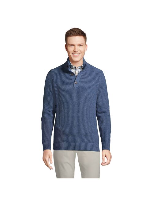 lands end Men's Lands' End Button Mockneck Sweater