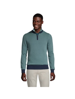 lands end Men's Lands' End Fine Gauge Supima Quarter Zip Sweater