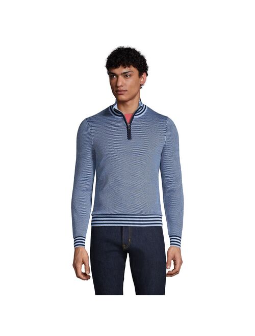 lands end Men's Lands' End Fine Gauge Supima Quarter Zip Sweater