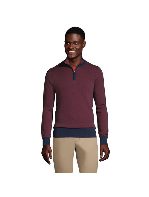 lands end Men's Lands' End Fine Gauge Supima Quarter Zip Sweater