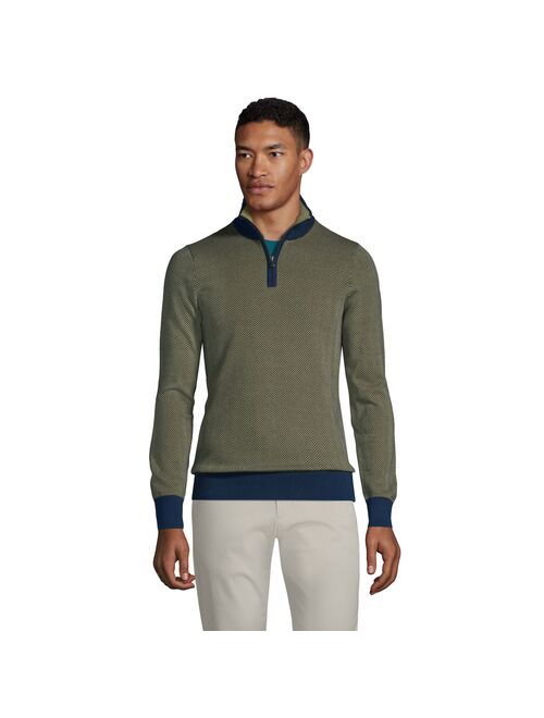 lands end Men's Lands' End Fine Gauge Supima Quarter Zip Sweater