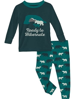 Kickee Pants Kids Long Sleeve Graphic Pajama Set (Toddler/Little Kids/Big Kids)