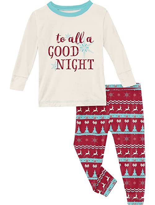 Kickee Pants Kids Long Sleeve Graphic Pajama Set (Toddler/Little Kids/Big Kids)