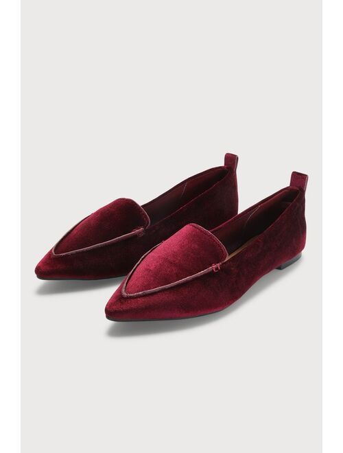 Lulus Emmy Wine Red Velvet Pointed Loafers