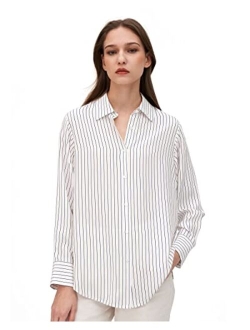 SOS Silk Blouse Oversized Pure Silk Shirt Women Long Sleeve Button Up Ladies Silk Top Elegant Office Luxury