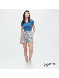 Cotton Linen Striped Shorts