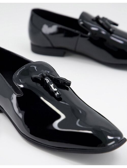 ASOS DESIGN tassel loafers in black patent