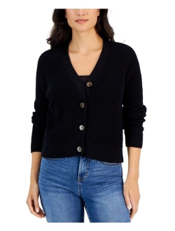 STYLE & CO Women's Cotton V-Neck Button Cardigan, Created for Macy's