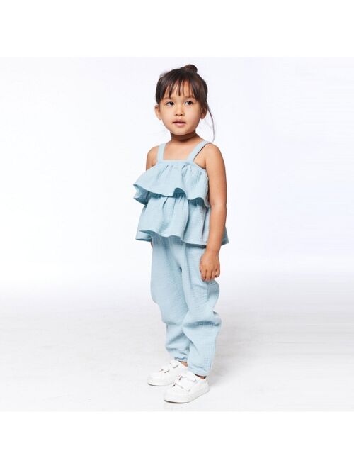 DEUX PAR DEUX Girl Sleeveless Jumpsuit With Frill Greyish-Green - Toddler|Child