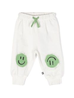 smiley-print cotton sweatpants