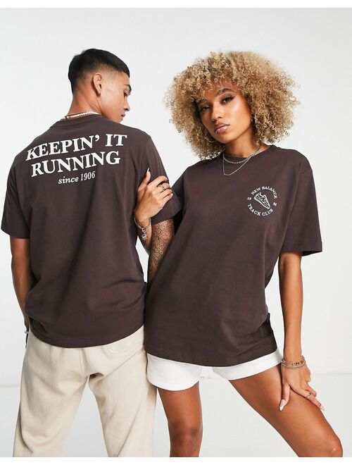 New Balance Unisex runners club T-shirt in dark brown - Exclusive to ASOS