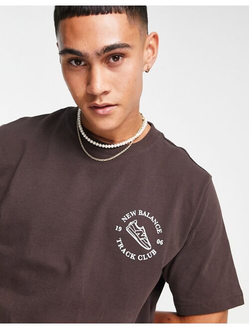 New Balance Unisex runners club T-shirt in dark brown - Exclusive to ASOS