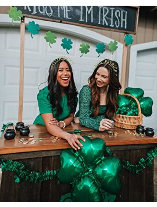 Zitulry St Patrick's Day Headband Rhinestone Shamrock HAPPY ST.PATRICKS Letter Hairband Crystal Irish Green Lucky Clover Headpiece