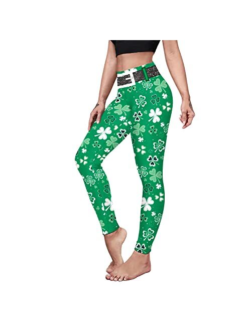 color cosplayer St. Patrick's Day Leggings Shamrock Stretchy Tights Yoga Pants for Women