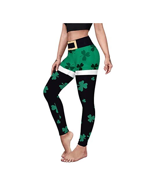 color cosplayer St. Patrick's Day Leggings Shamrock Stretchy Tights Yoga Pants for Women