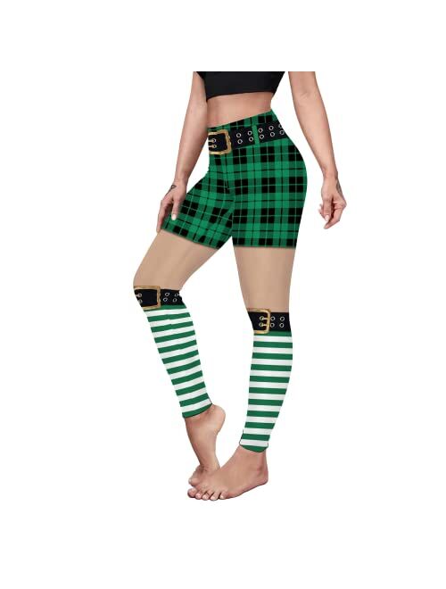 color cosplayer St. Patrick's Day Leggings Shamrock Stretchy Tights Yoga Pants for Women