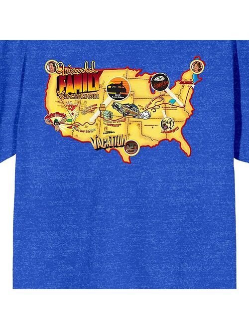 Licensed Character Men's Griswold Family Vacation United States Map Tee