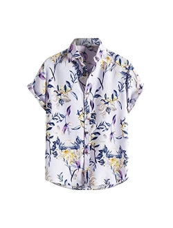 Saxigol Hawaiian Shirts for Men Short Sleeve Button Down T-Shirts Tropical Beach Shirts Funny Graphic Hawaiin Summer Tops Tee