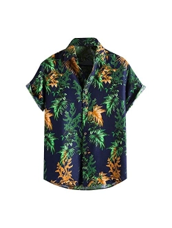 Saxigol Hawaiian Shirts for Men Short Sleeve Button Down T-Shirts Tropical Beach Shirts Funny Graphic Hawaiin Summer Tops Tee