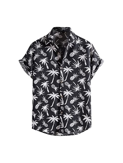 Saxigol Hawaiian Shirts for Men Short Sleeve Button Down T-Shirts Tropical Beach Shirts Funny Graphic Hawaiin Summer Tops Tee