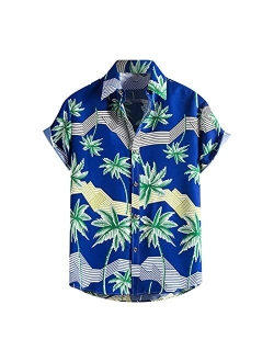 Saxigol Hawaiian Shirts for Men Short Sleeve Button Down T-Shirts Tropical Beach Shirts Funny Graphic Hawaiin Summer Tops Tee