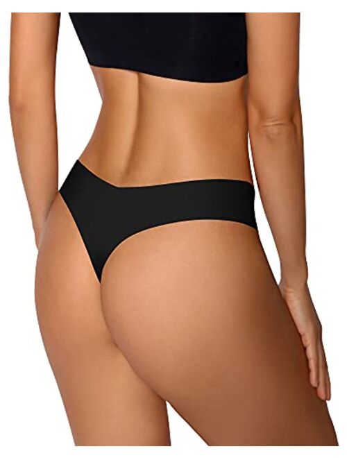 DEANGELMON Seamless Thongs for Women No Show Thong Underwear Women Comfortable Multiple Pack