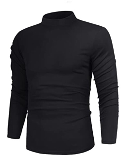 Poriff Men's Casual Slim Fit Basic Tops Knitted Thermal Turtleneck Pullover Sweater