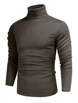 Poriff Men's Casual Slim Fit Basic Tops Knitted Thermal Turtleneck Pullover Sweater