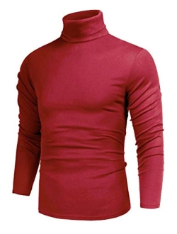 Poriff Men's Casual Slim Fit Basic Tops Knitted Thermal Turtleneck Pullover Sweater