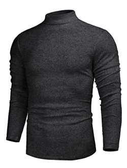 Poriff Men's Casual Slim Fit Basic Tops Knitted Thermal Turtleneck Pullover Sweater